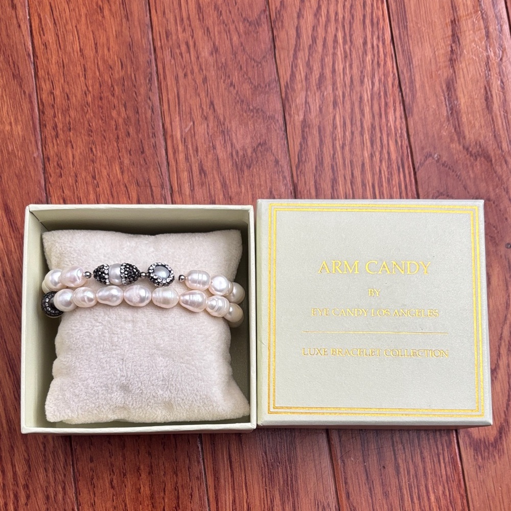 Arm Candy Pearl and Silver Bracelet Set